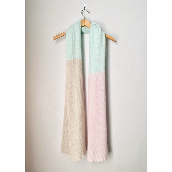 Autumn Cashmere Accessories - Autumn Cashmere Women's Color Block Pastel Oversized Scarf Wrap Sz 84 X 24'' Lux